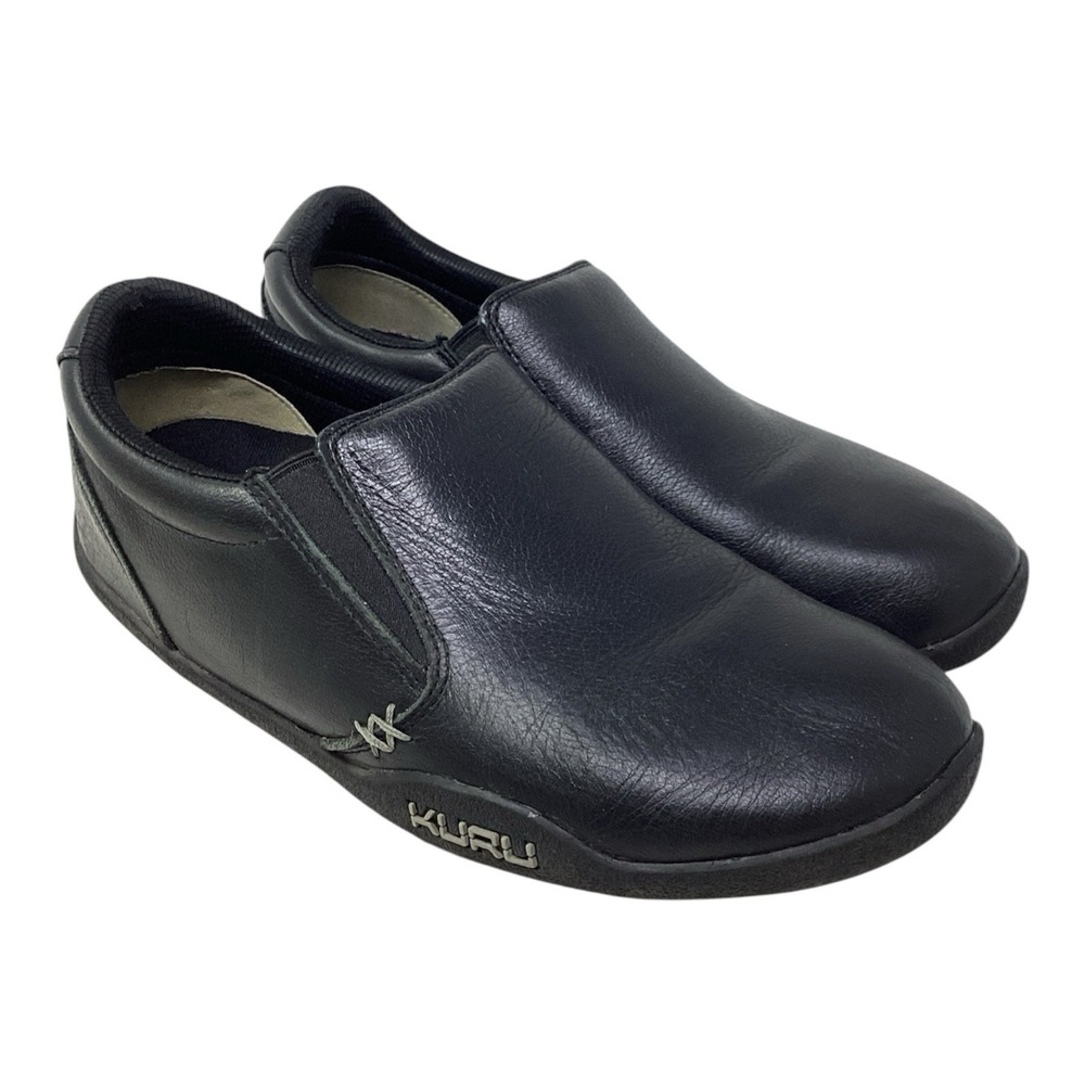Kuru Kivi Shoes Womens Size 10.5 Black Leather Comfort Walking Slip On Loafers